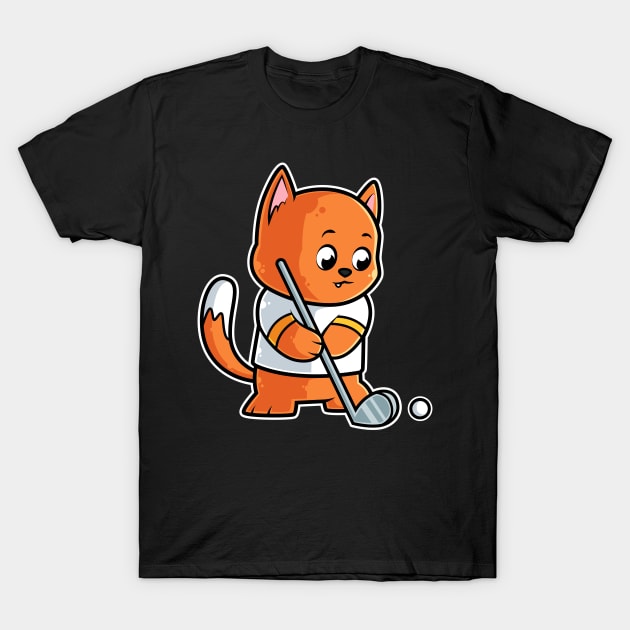 Cat Kitty Golf Player Golfer Golfing Funny Kids Boys graphic T-Shirt by theodoros20